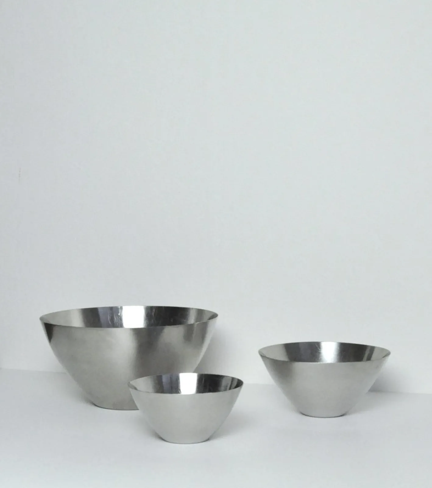 Edelstahl Schalen von Lundtofte, Dänemark, 1960er, 3er Set