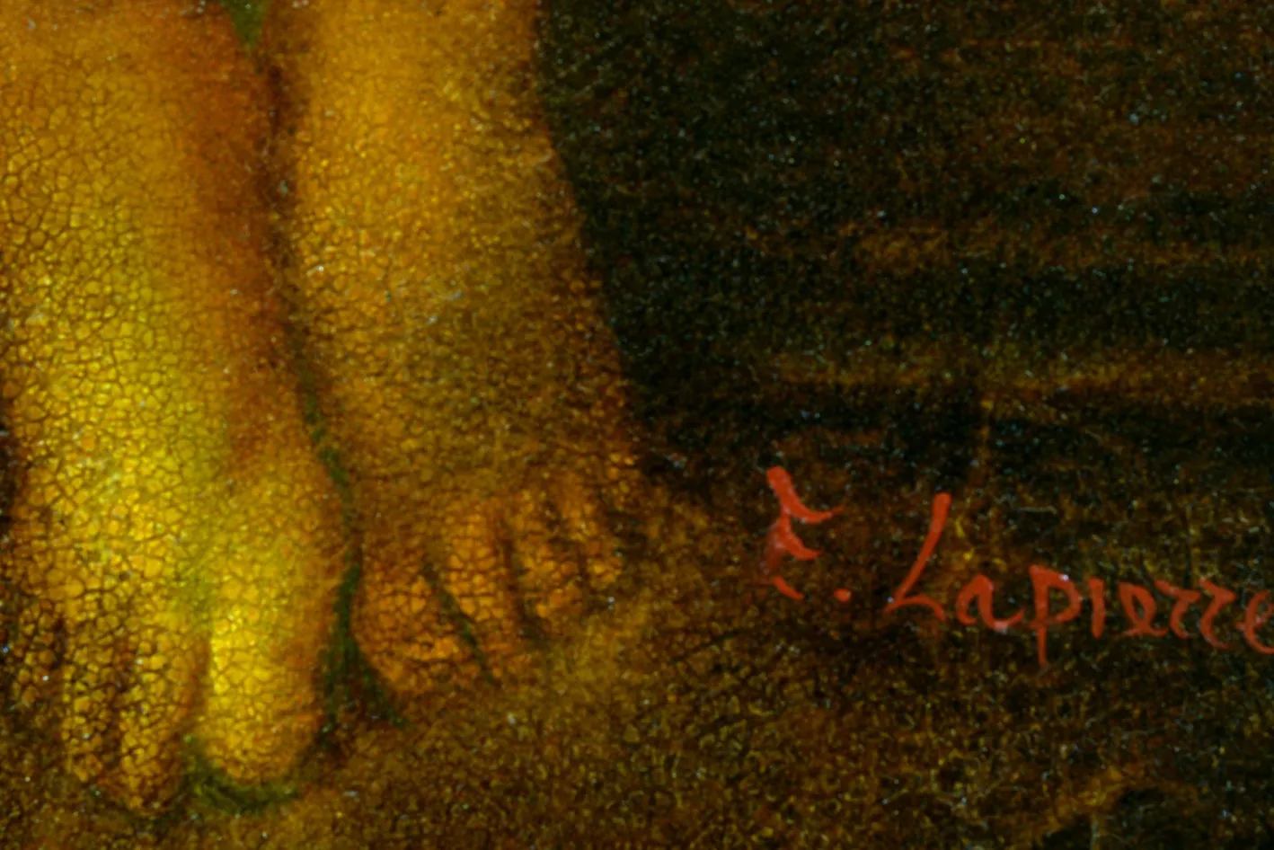 Edgar Lapierre, Familienszene, 1990er, Öl auf Leinwand, Gerahmt