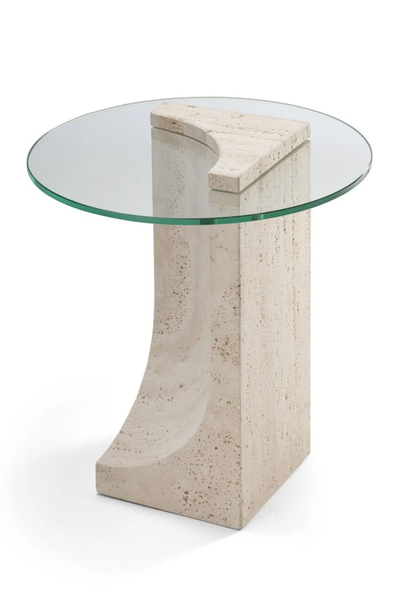 Edge Beistelltisch mit Travertino Marmor Made in Portugal von Ferriano Sbolgi für Collector Studio