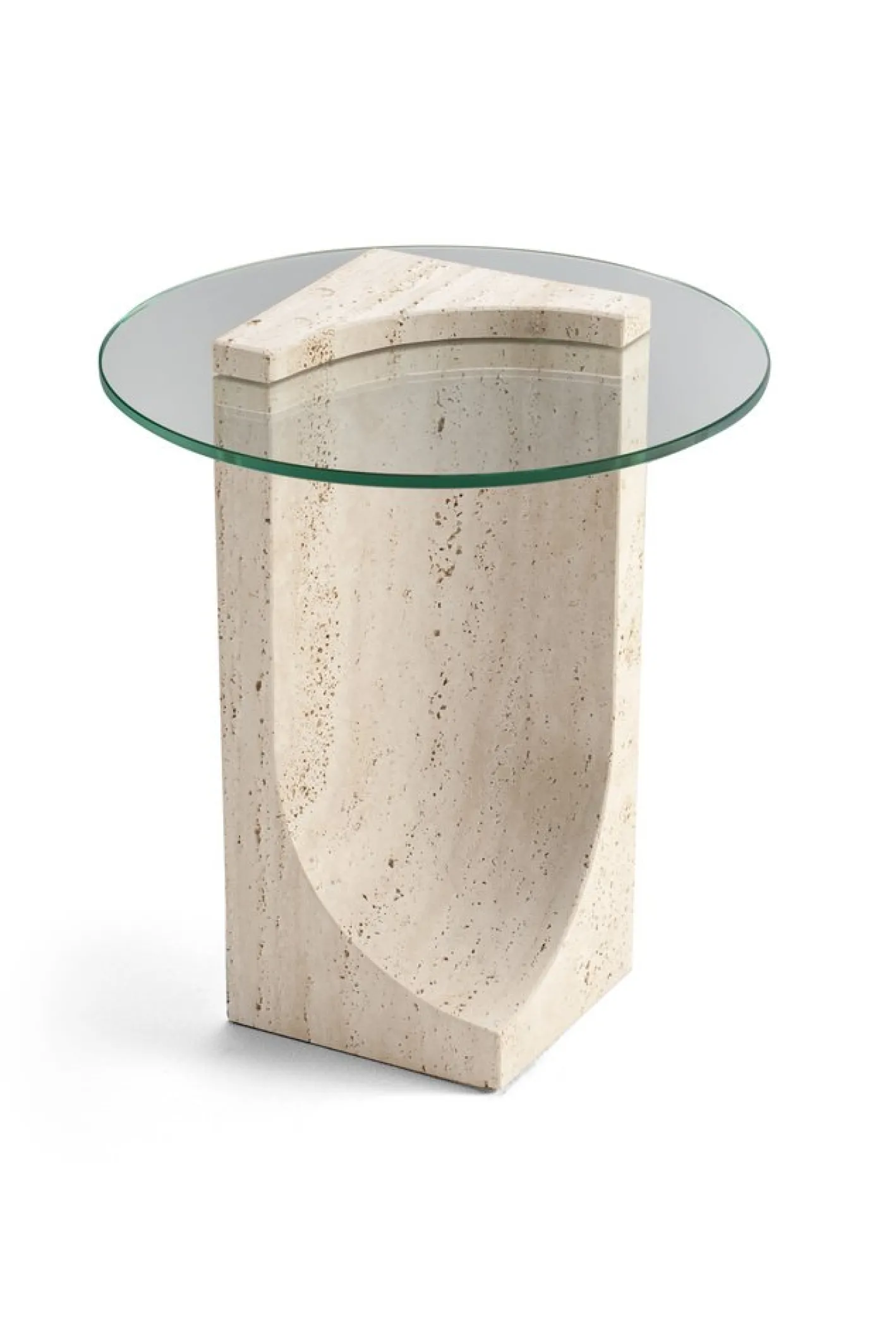 Edge Beistelltisch mit Travertino Marmor Made in Portugal von Ferriano Sbolgi für Collector Studio