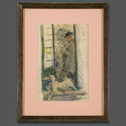 Edmond Heuzé, Französisches Belle Époque Signiertes Aquarell