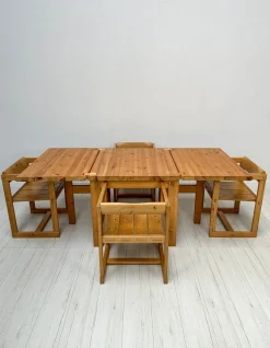 Edvin Helseth zugeschriebener Vintage Fureka Kiefernholz Esstisch für Stange Bruk, 1960er