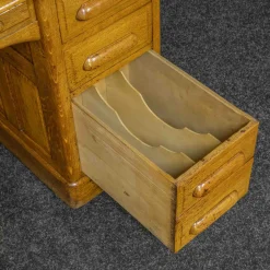 Edwardianischer Schreibtisch aus Eiche mit Rolltür