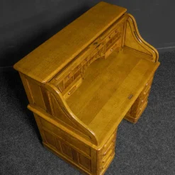 Edwardianischer Schreibtisch aus Eiche mit Rolltür
