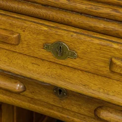 Edwardianischer Schreibtisch aus Eiche mit Rolltür