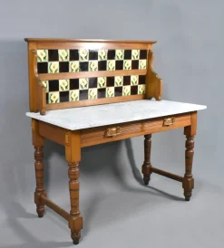 Edwardianischer Waschtisch aus Marmor & Birke, 1890er