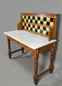 Edwardianischer Waschtisch aus Marmor & Birke, 1890er