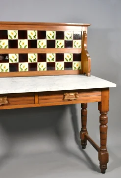 Edwardianischer Waschtisch aus Marmor & Birke, 1890er