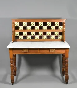 Edwardianischer Waschtisch aus Marmor & Birke, 1890er