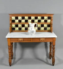 Edwardianischer Waschtisch aus Marmor & Birke, 1890er
