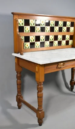 Edwardianischer Waschtisch aus Marmor & Birke, 1890er