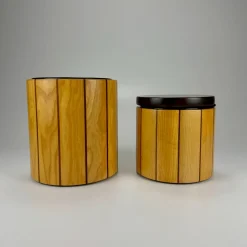 Eiskübel & Flaschenkühler aus Holz von Enolinea, Italien, 1980er, 2er Set