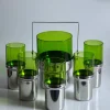 Eiskübel und Gläser aus Glas & Edelstahl von Pran, 1970er, 6 . Set