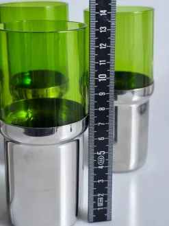 Eiskübel und Gläser aus Glas & Edelstahl von Pran, 1970er, 6 . Set