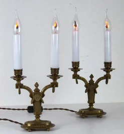 Elektrische Kerzenhalter aus Messing, 2er Set