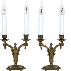 Elektrische Kerzenhalter aus Messing, 2er Set