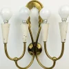 Elfenbeinfarbene Wandlampen aus Metall & Messing mit vier Leuchten, 1950er, 4er Set
