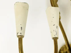Elfenbeinfarbene Wandlampen aus Metall & Messing mit vier Leuchten, 1950er, 4er Set