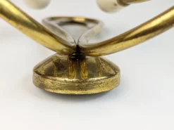 Elfenbeinfarbene Wandlampen aus Metall & Messing mit vier Leuchten, 1950er, 4er Set