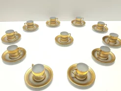 Elf Kaffeetassen aus Porzellan & Reingold von Hutschenreuther, Deutschland, 1960er, 22 Set