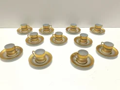 Elf Kaffeetassen aus Porzellan & Reingold von Hutschenreuther, Deutschland, 1960er, 22 Set