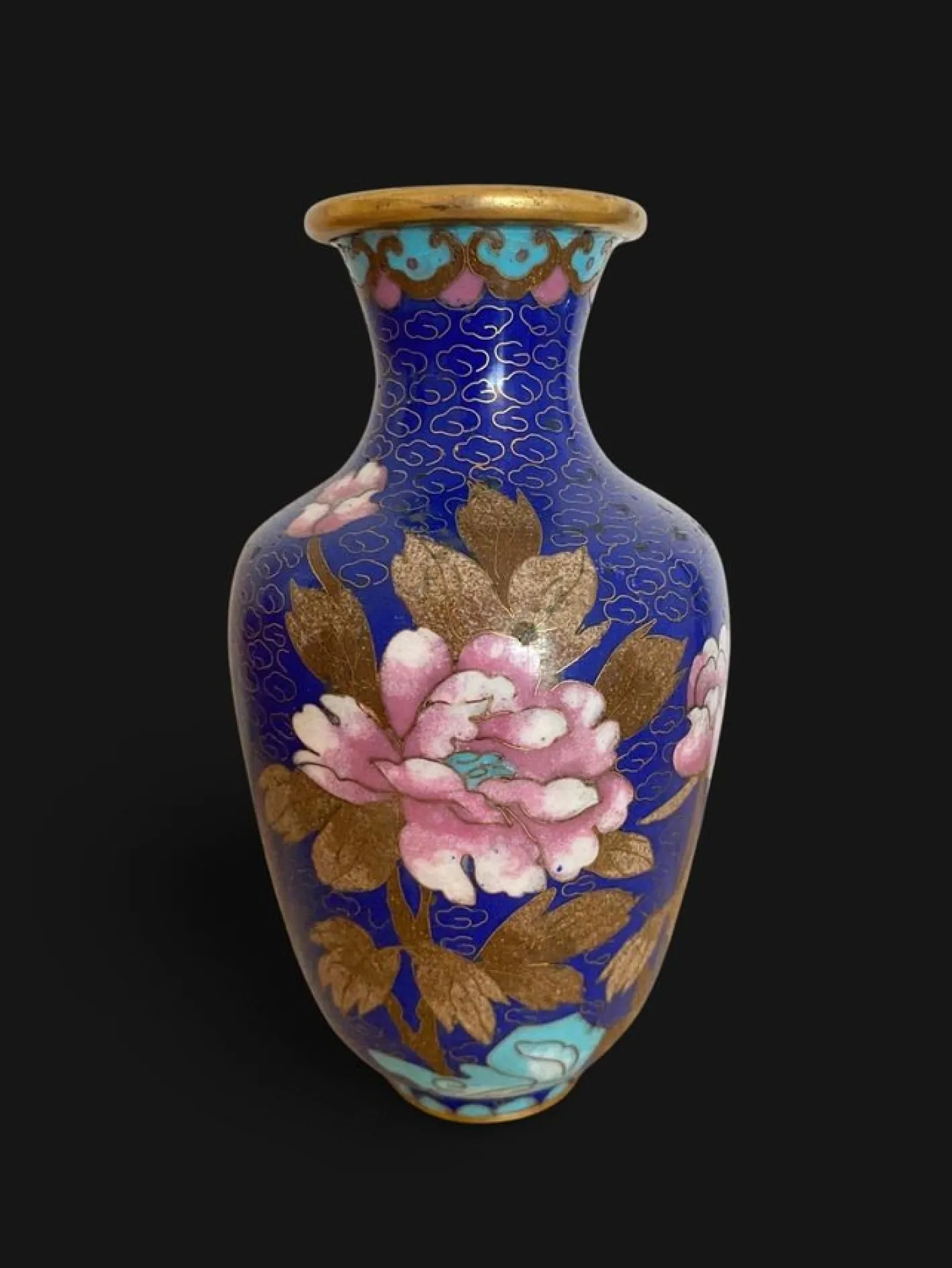 Emaillierte Cloisonné Vase auf Kupfer, 1890er