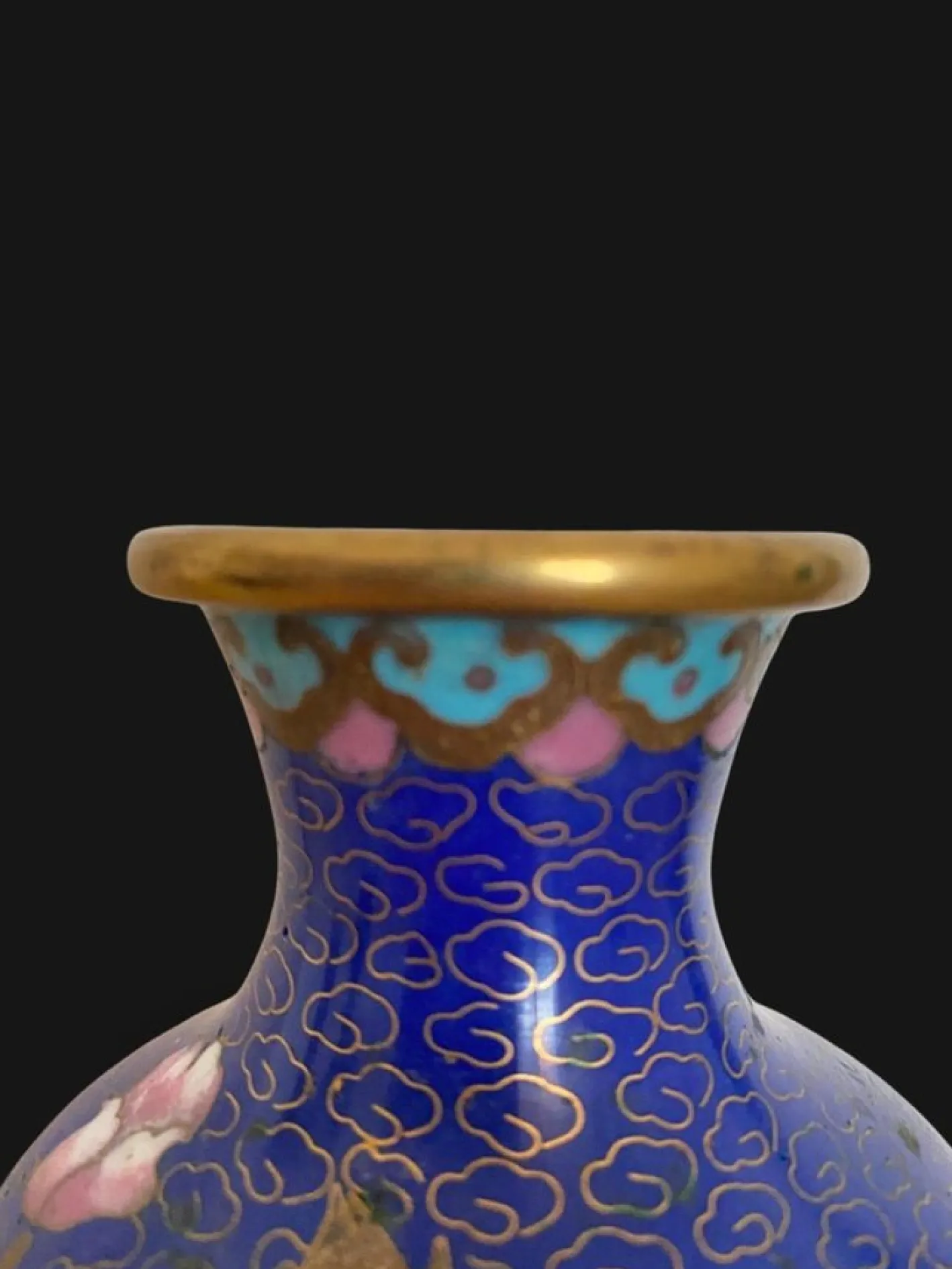 Emaillierte Cloisonné Vase auf Kupfer, 1890er