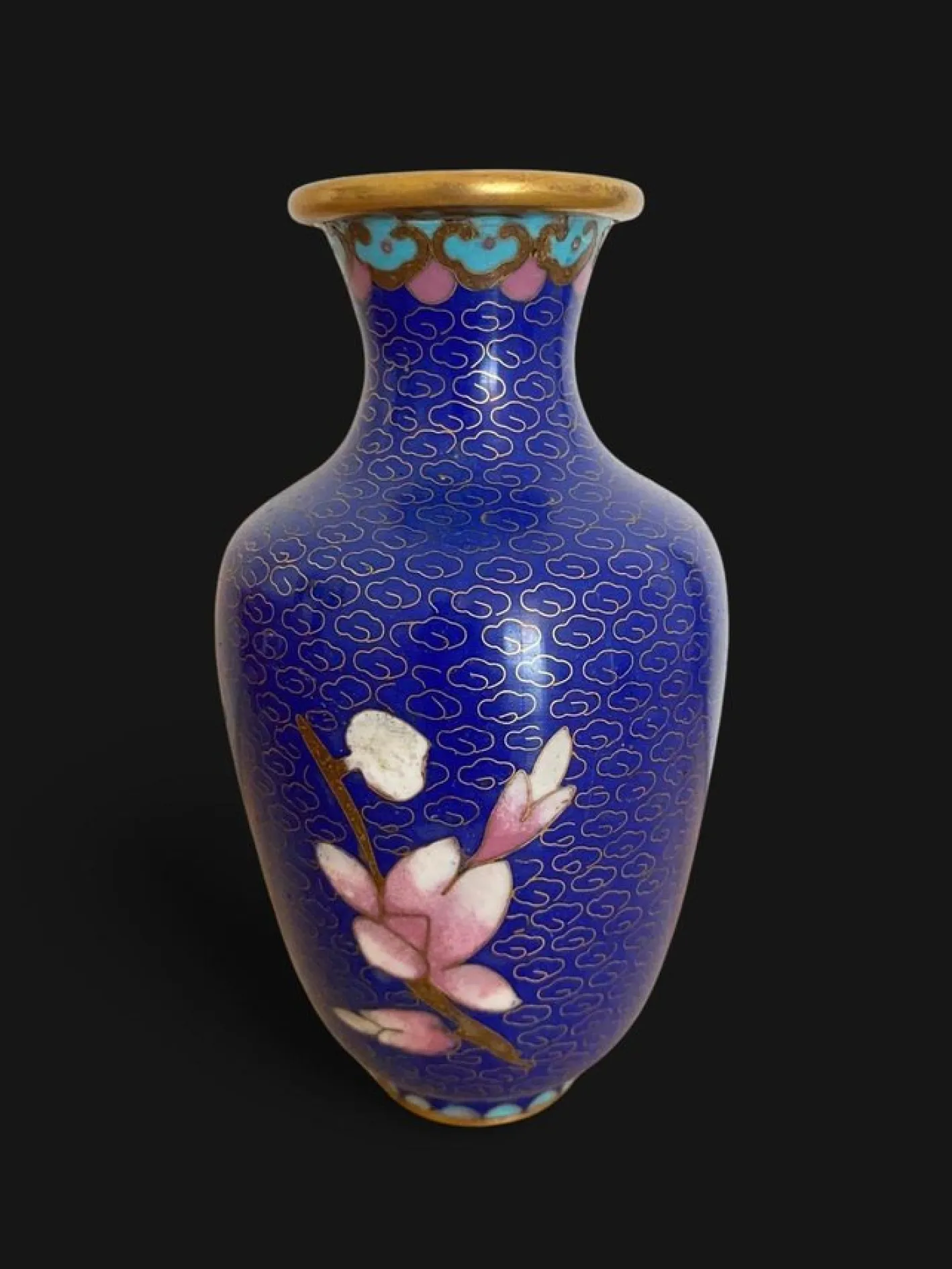 Emaillierte Cloisonné Vase auf Kupfer, 1890er