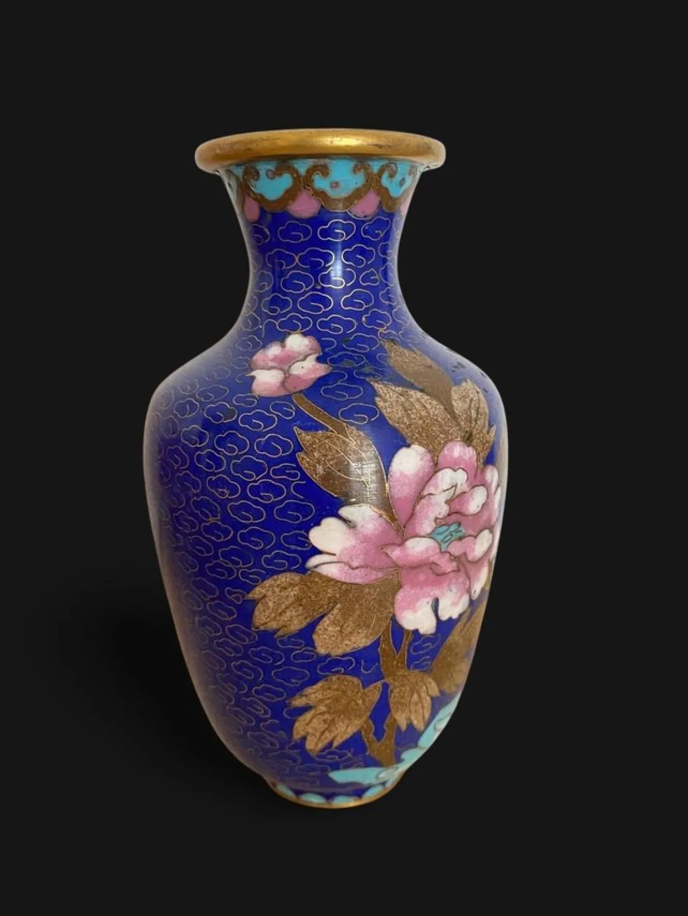 Emaillierte Cloisonné Vase auf Kupfer, 1890er