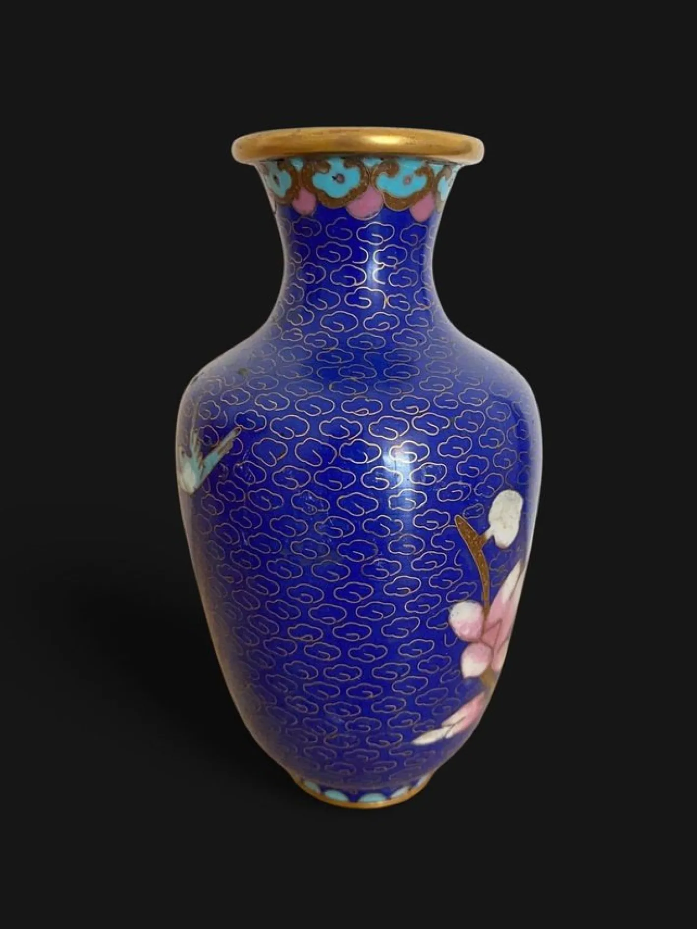 Emaillierte Cloisonné Vase auf Kupfer, 1890er