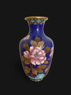 Emaillierte Cloisonné Vase auf Kupfer, 1890er