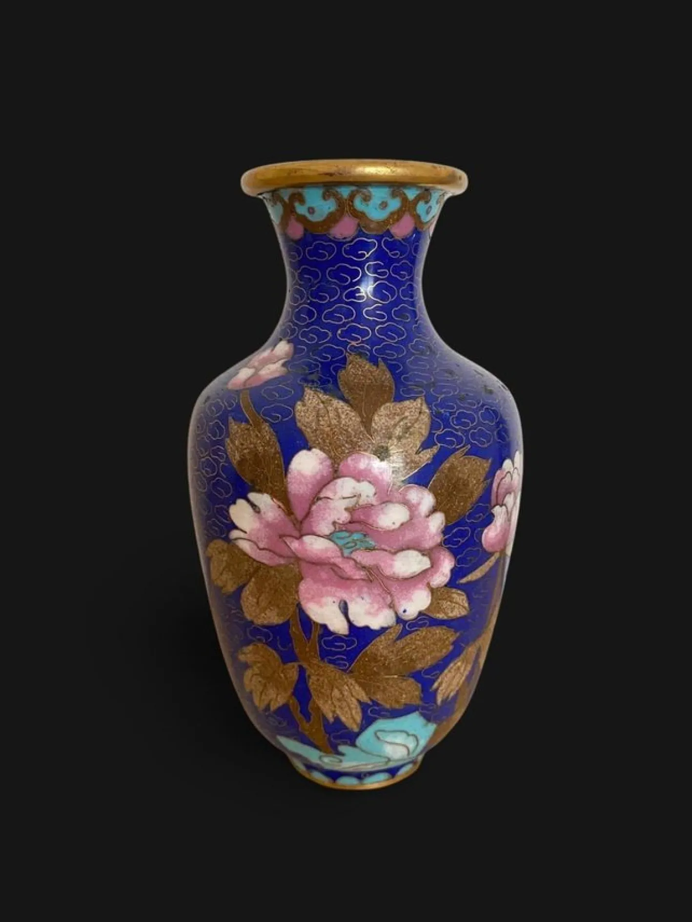 Emaillierte Cloisonné Vase auf Kupfer, 1890er