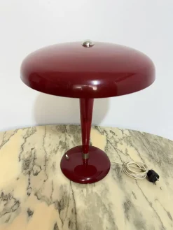 Emaillierte Metall und Messing Schreibtischlampe mit Drei Leuchten im Stil von Elio Martinelli, 1950