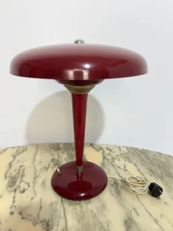 Emaillierte Metall und Messing Schreibtischlampe mit Drei Leuchten im Stil von Elio Martinelli, 1950