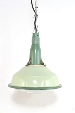 Emaillierte Vintage Hängelampe, 1950er