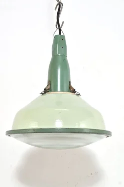 Emaillierte Vintage Hängelampe, 1950er