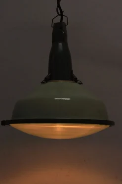 Emaillierte Vintage Hängelampe, 1950er