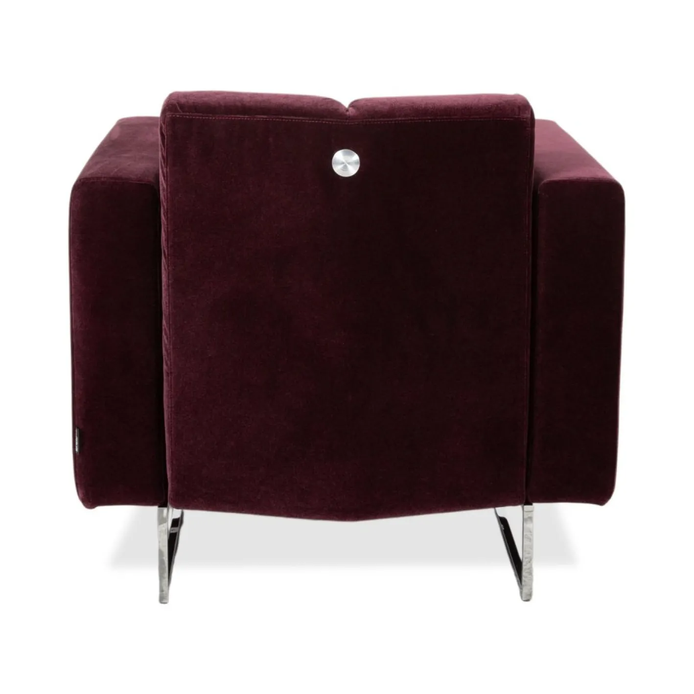 Embrace Sessel aus Stoff, Chrom, Velours und Samt in Lila, Violett und Aubergine mit Funktion von Brühl