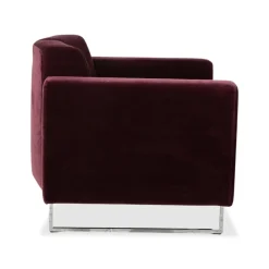 Embrace Sessel aus Stoff, Chrom, Velours und Samt in Lila, Violett und Aubergine mit Funktion von Brühl