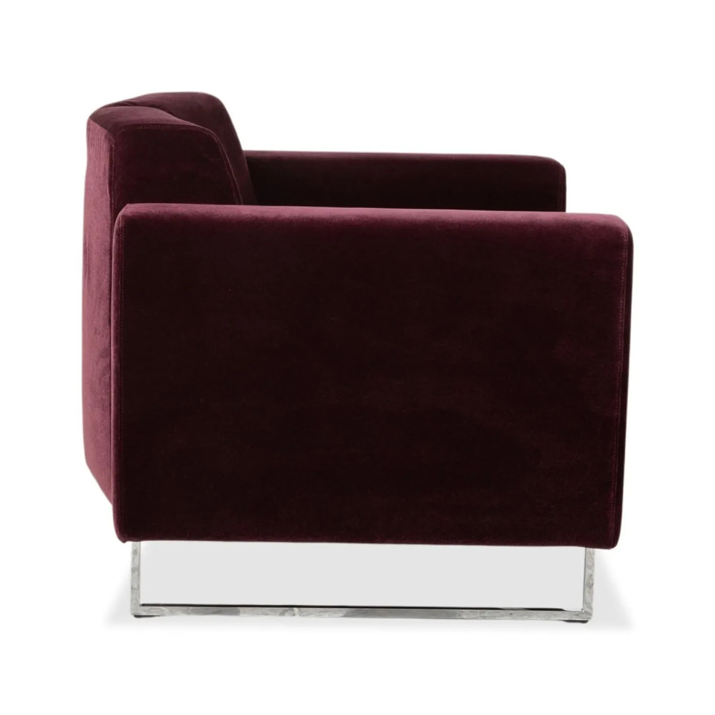 Embrace Sessel aus Stoff, Chrom, Velours und Samt in Lila, Violett und Aubergine mit Funktion von Brühl