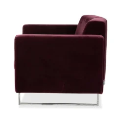 Embrace Sessel aus Stoff, Chrom, Velours und Samt in Lila, Violett und Aubergine mit Funktion von Brühl