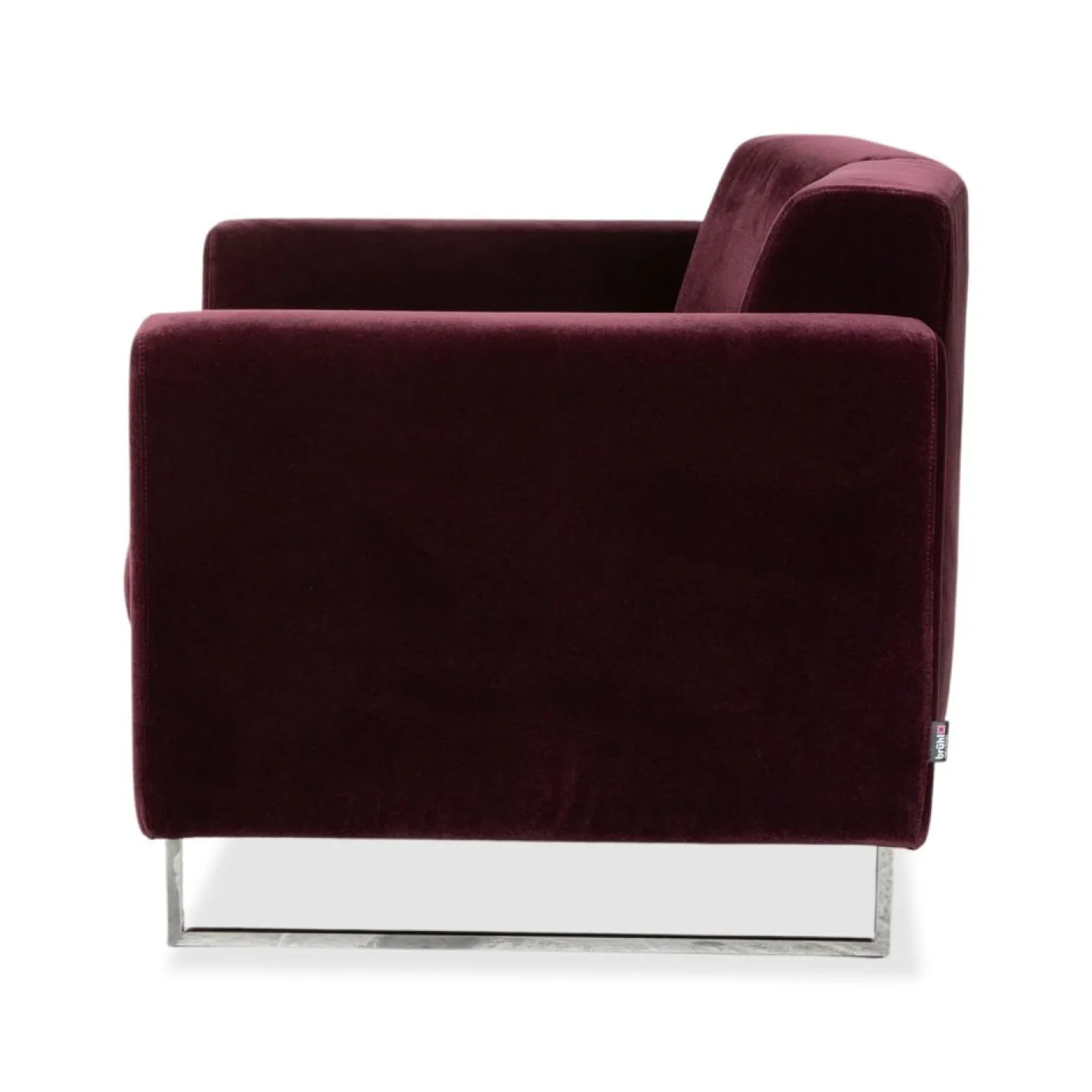 Embrace Sessel aus Stoff, Chrom, Velours und Samt in Lila, Violett und Aubergine mit Funktion von Brühl