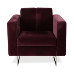 Embrace Sessel aus Stoff, Chrom, Velours und Samt in Lila, Violett und Aubergine mit Funktion von Brühl