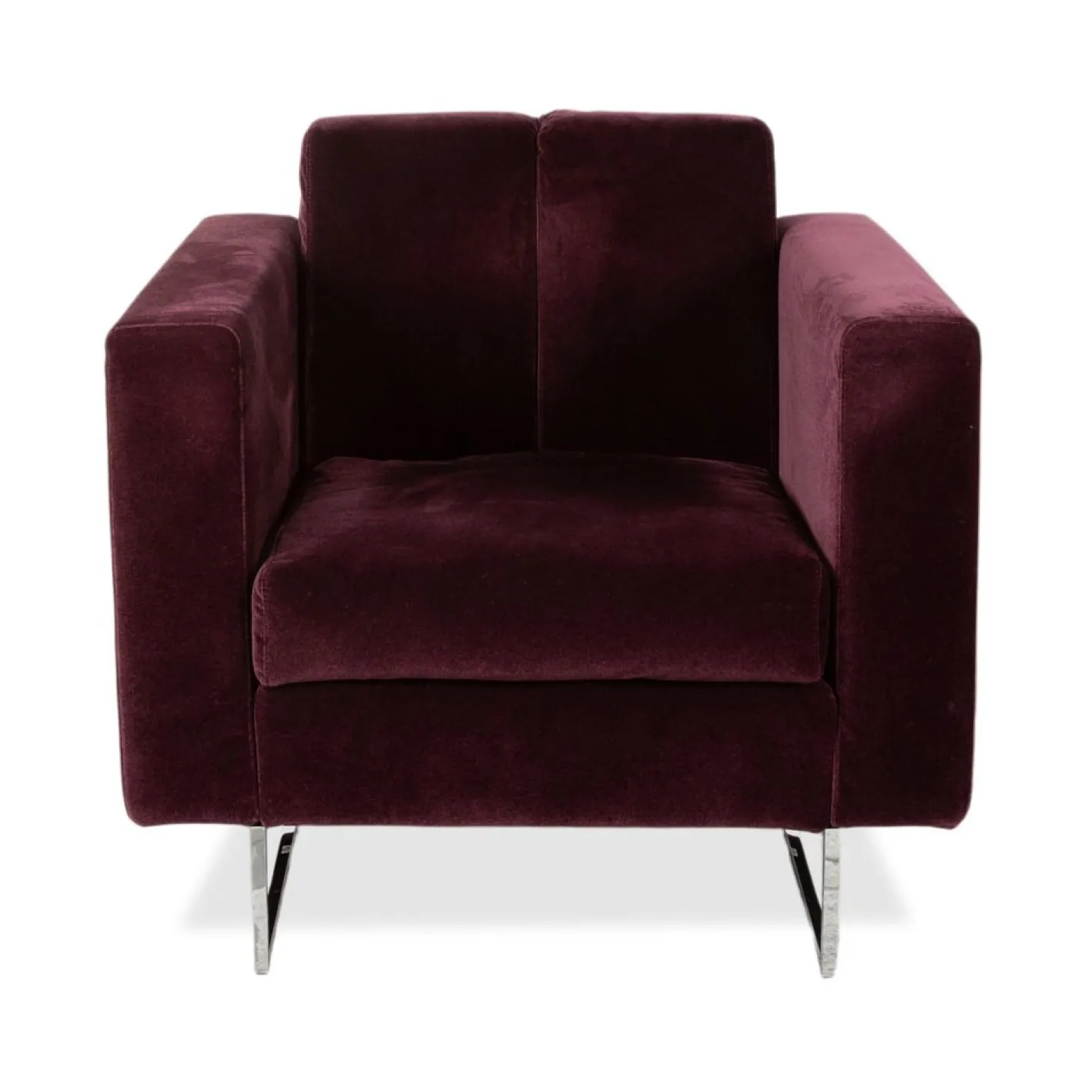 Embrace Sessel aus Stoff, Chrom, Velours und Samt in Lila, Violett und Aubergine mit Funktion von Brühl
