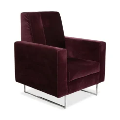 Embrace Sessel aus Stoff, Chrom, Velours und Samt in Lila, Violett und Aubergine mit Funktion von Brühl