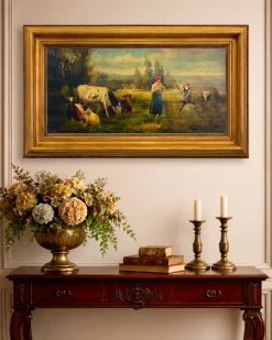 Emilio Pergola, Ländliche Szene mit Vieh, 1990er, Öl auf Leinwand, gerahmt