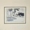 Emilio Sobrero, Landschaft, Original Tinte auf Papier, 20. Jh