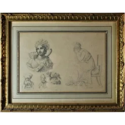 Empire Artist, Vorbereitende Zeichnung, 19. Jh., Bleistift auf Papier