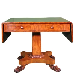 Empire Spieltisch mit Schubladen und Klauenfüßen, 1840
