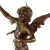 Engelsskulptur im Art Deco Stil, Grün patinierte Bronze